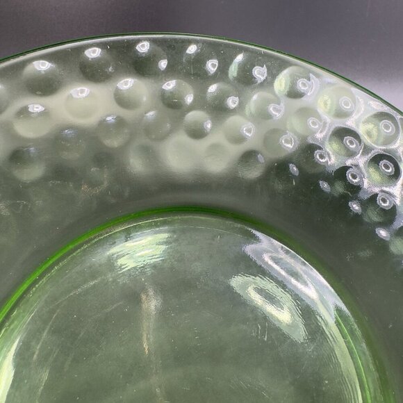 Vintage Uranium UV Glowing Glass Dish Plate Round Dishes Plates Optic Dots Set 2 - Picture 6 of 14